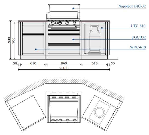Угловая уличная гриль-кухня KuhniGrill Ontario, черная